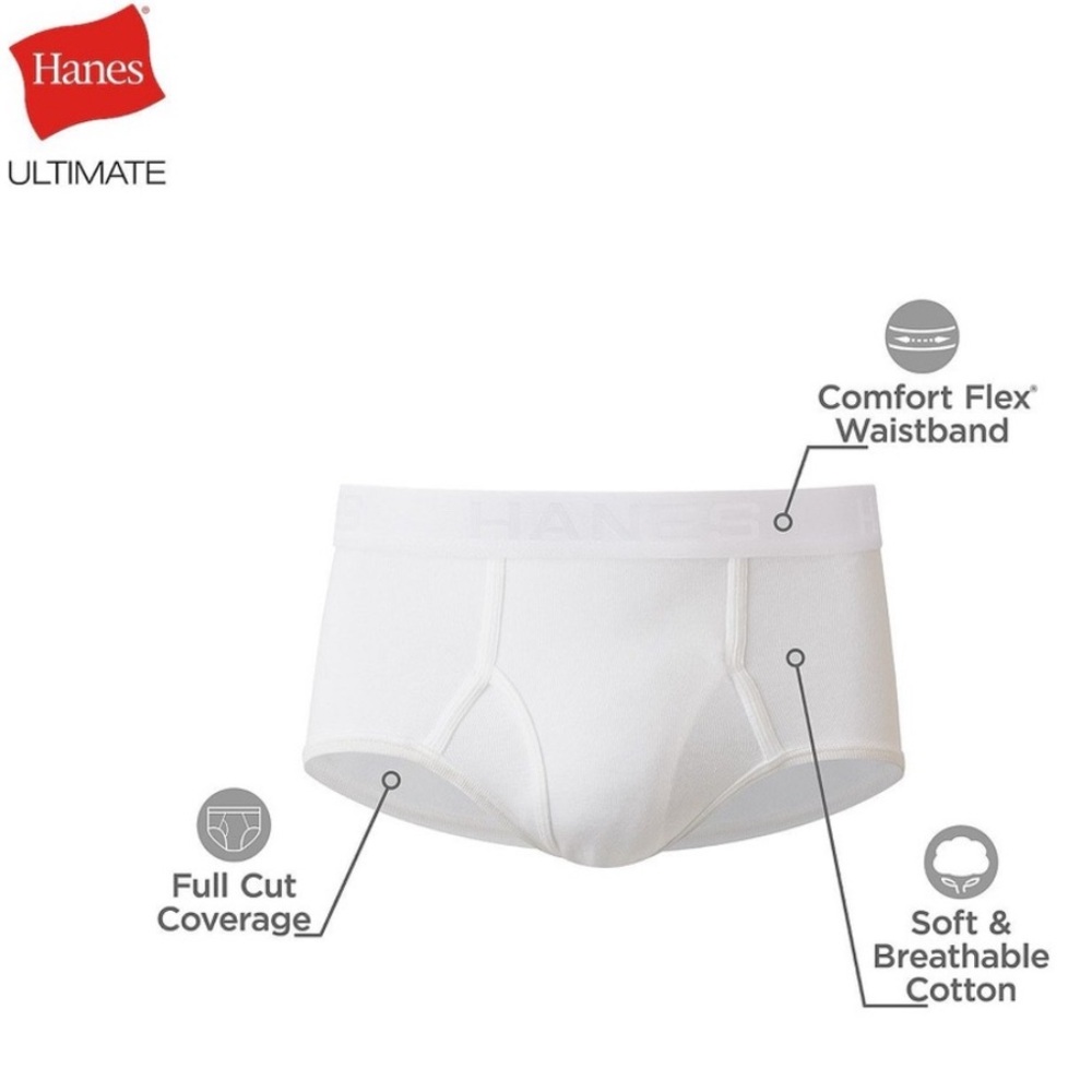 HANES Men’s 7-Pack Ultimate Moisture-Wicking Full Cut White Brief Underwear